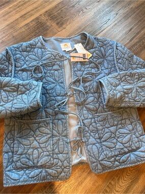 C&C California Quilted Light Blue Chambray Jacket